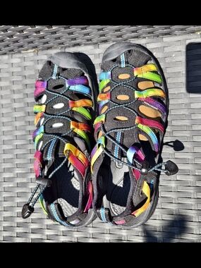 Kids Rainbow Strap Outdoor Sandals - Black